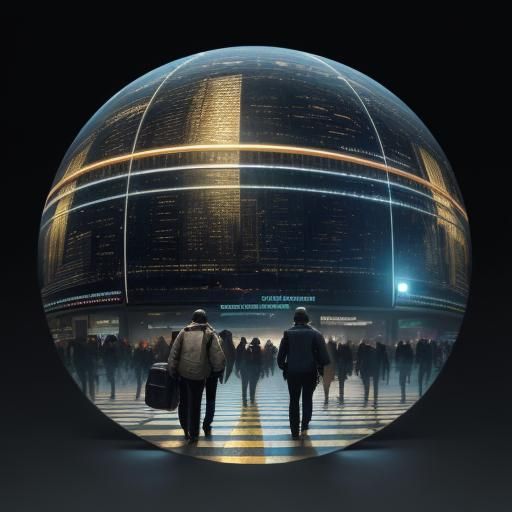 Migrant Group in Cityscape: Hyper-Realistic Digital Art