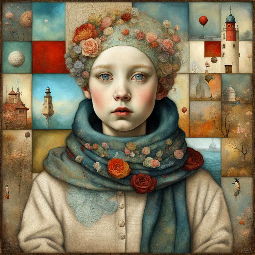 Surreal Floral Portrait in Digital Pastel Painting