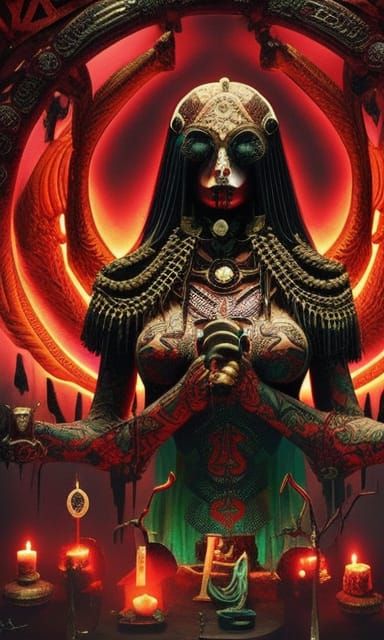 Mayan High Priestess Sacrifice: Dark Academia Concept Art