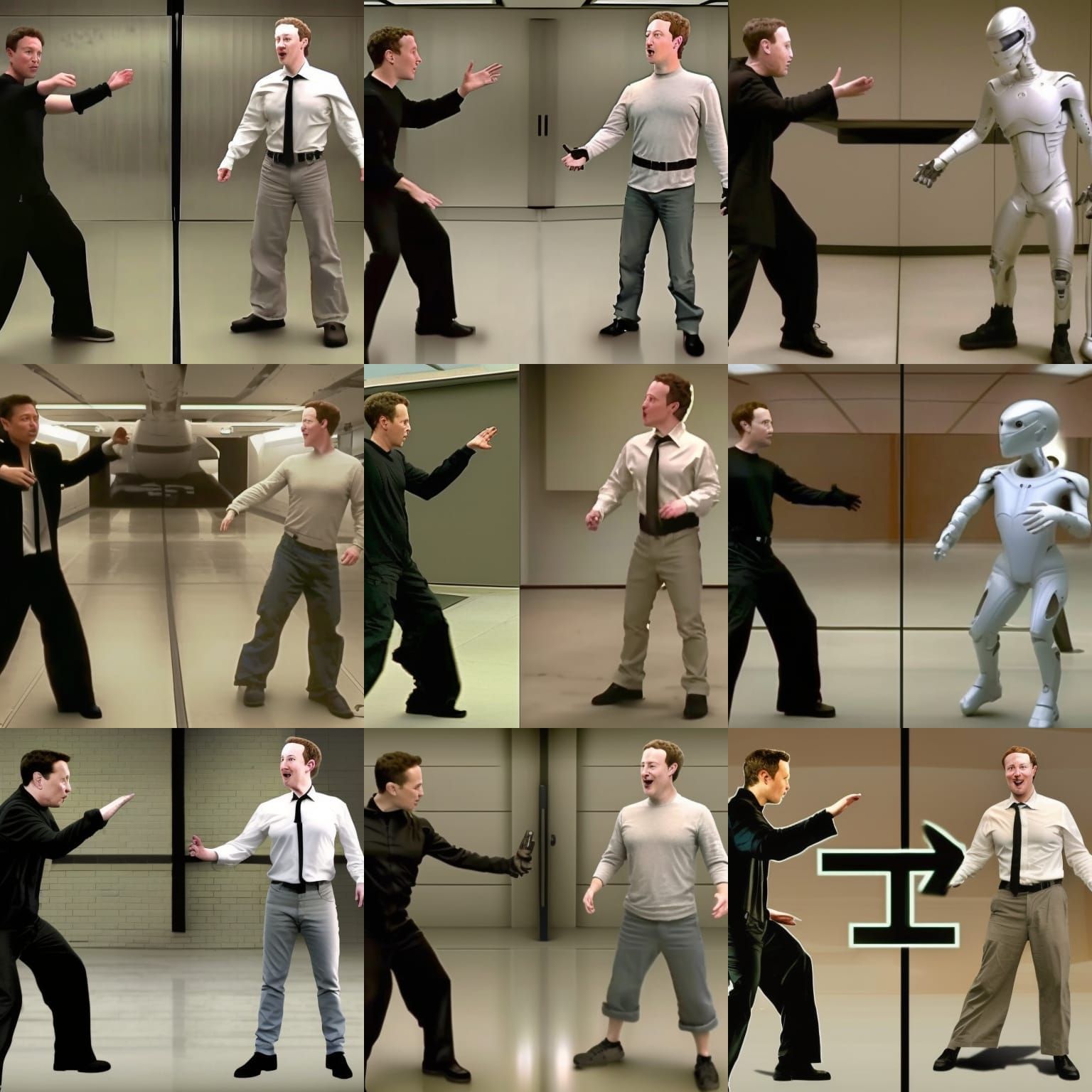 Musk vs Zuckerberg: Matrix-Style Showdown in 3D