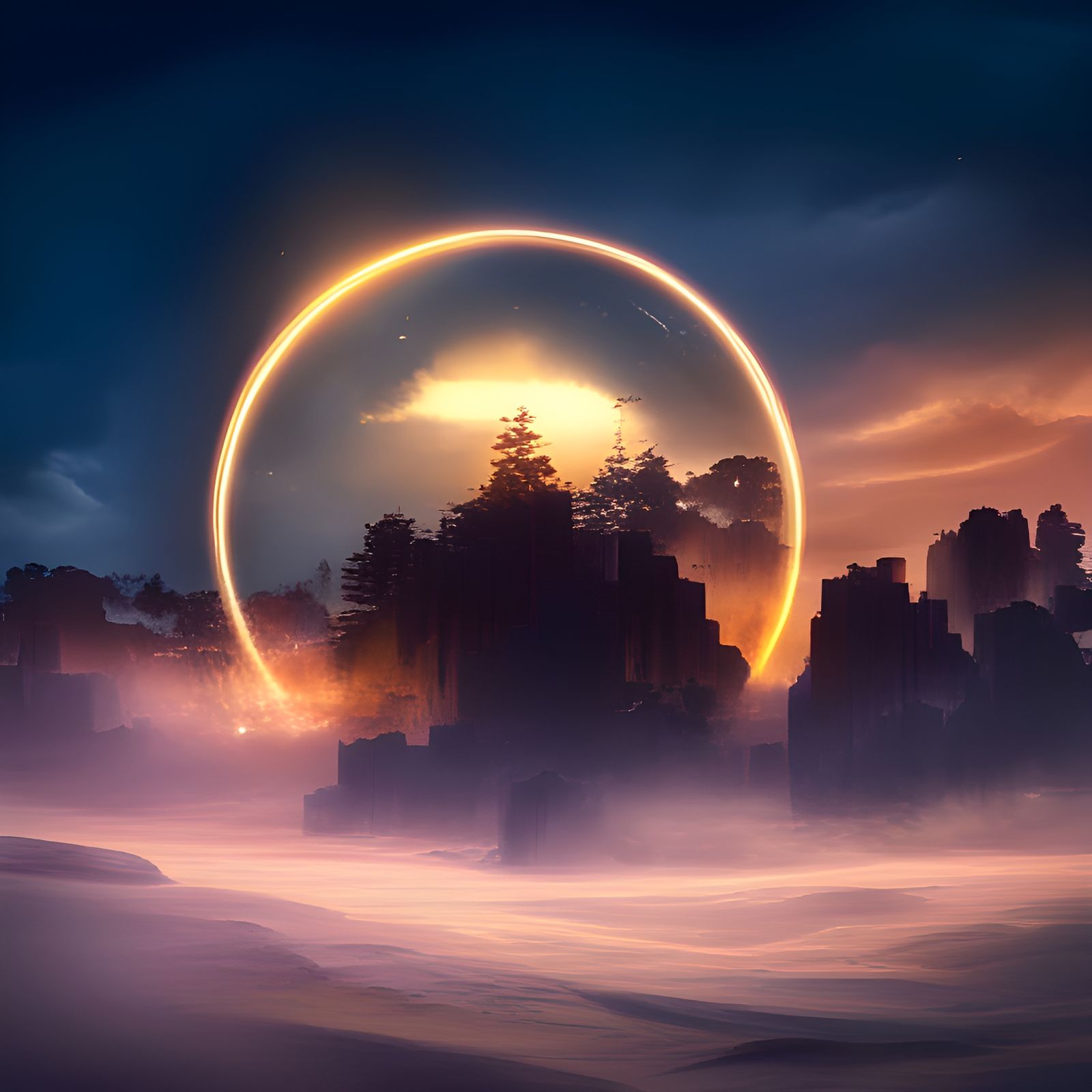 Golden Elven Easter Eggs in Cyberpunk Style