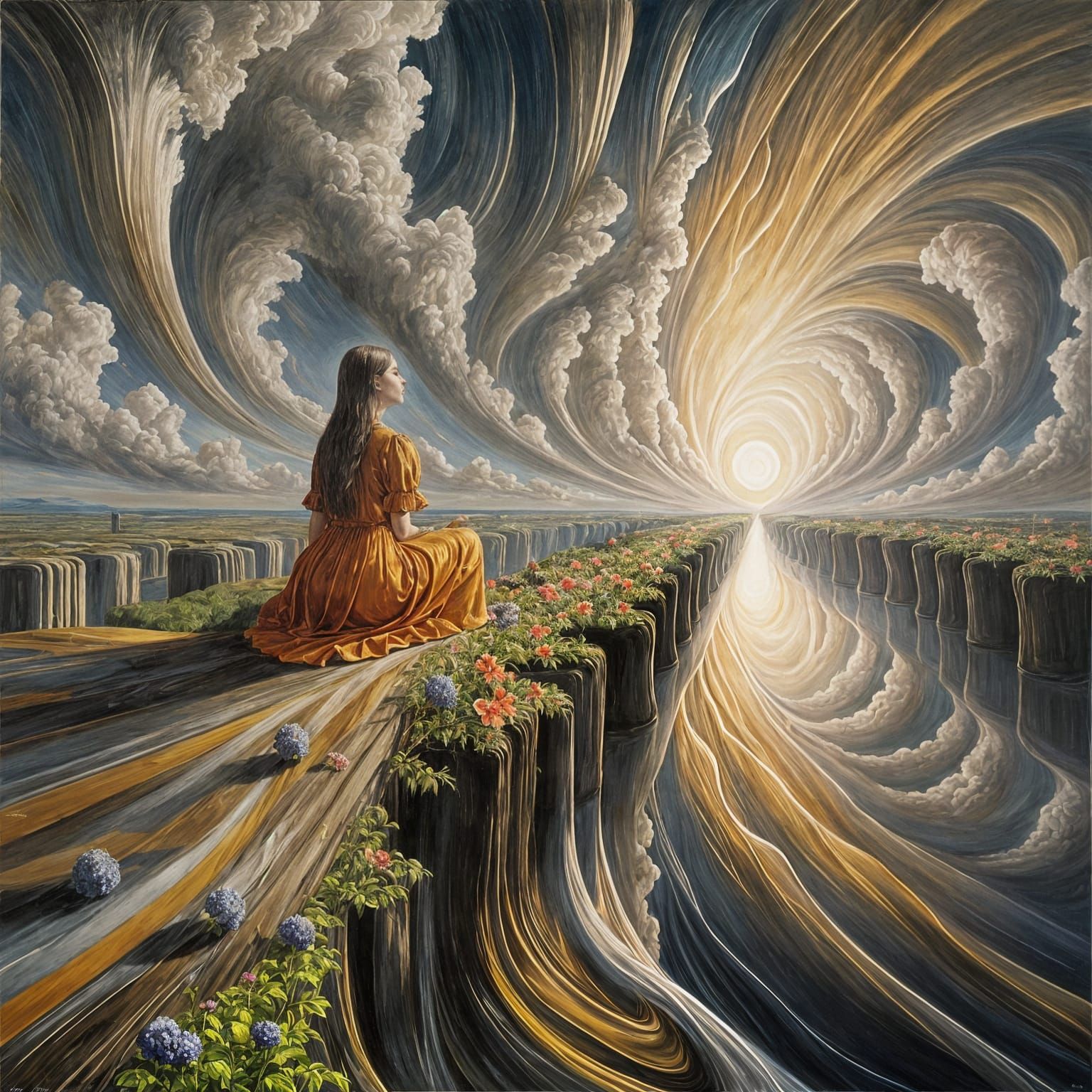 Gerhard Richter Lilies: Surreal Abstract Oil Painting