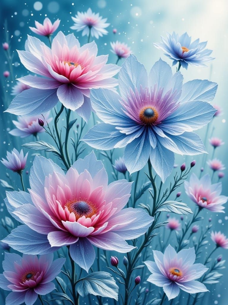 Giant Ice Flowers Bloom in Colorful Frozen Kingdom