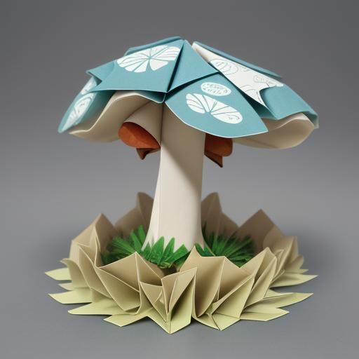 Realistic Origami Mushroom Papercraft in 8K