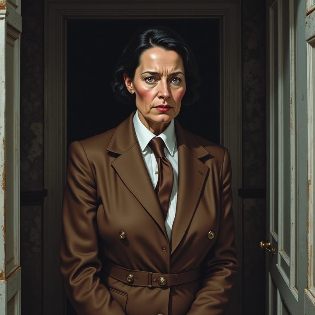 Elegant Woman in Doorway: Impressionistic Illustration