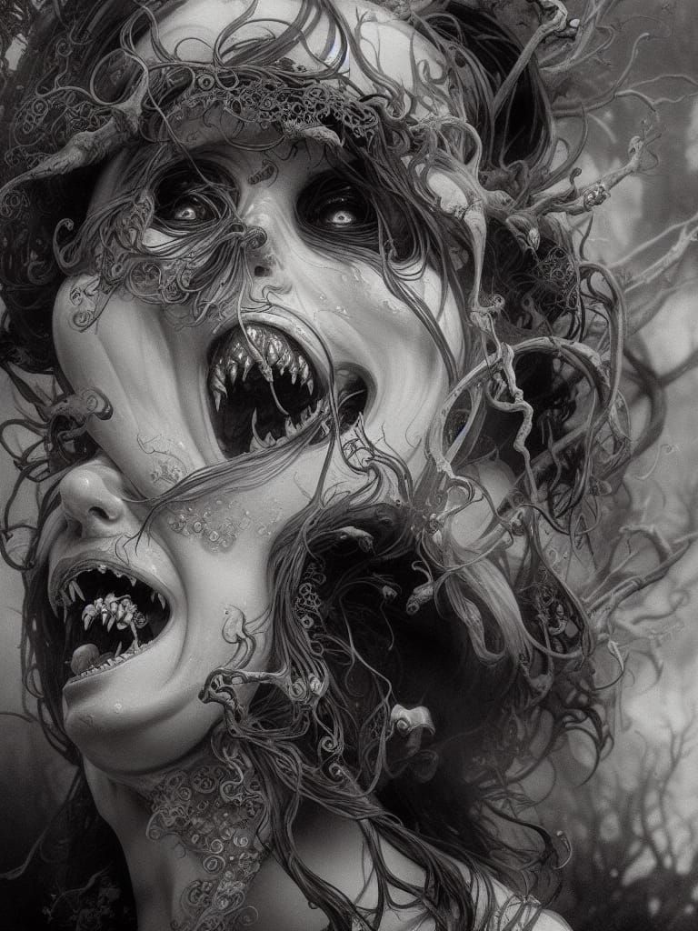 Sinister Halloween Pumpkin in Art Nouveau Style