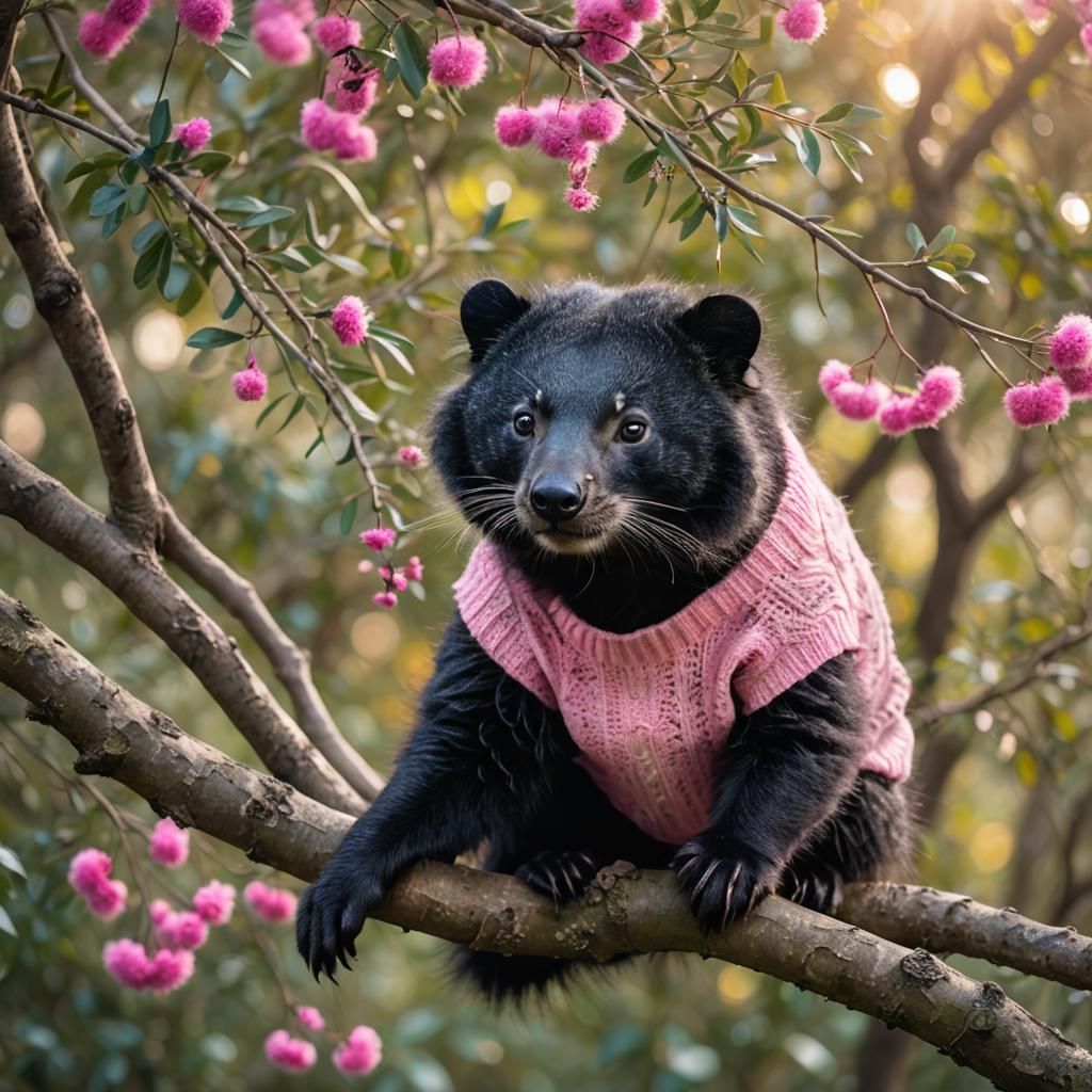 Binturong Bearcat in Sweater: Wildlife Photography