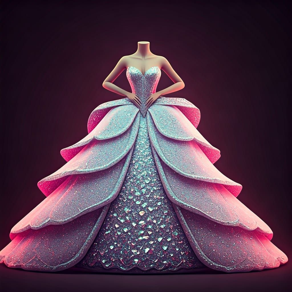 Glittering Diamond Dress Design with Neon Accents