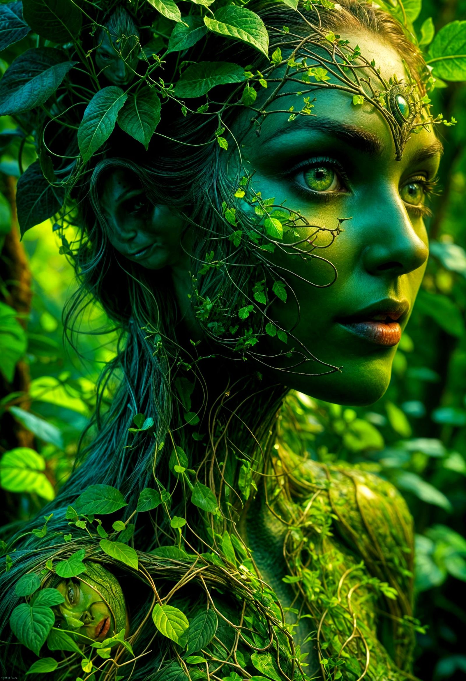 Ethereal Dryad Entmaiden in Lush Greenery