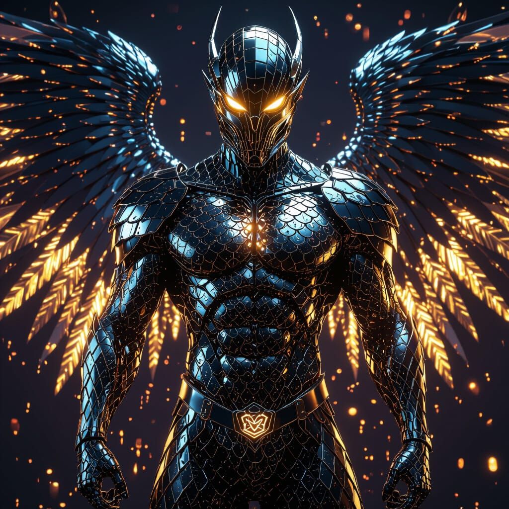 Obsidian Forgelord with Quantum Feathers