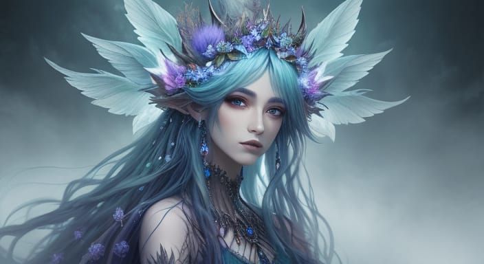 Ethereal Hamadryad in Mystical Fantasy Landscape