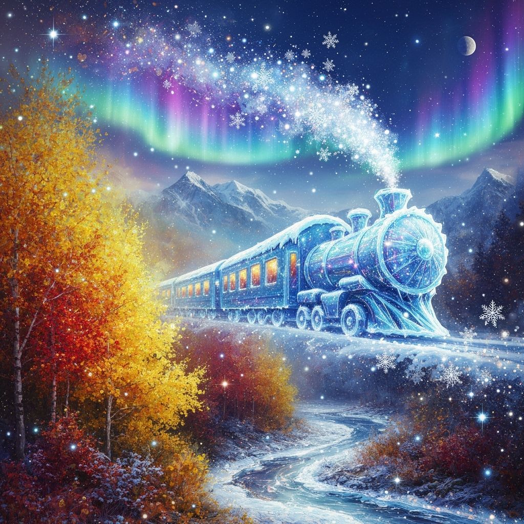 Ethereal Ice Train Transforms Autumn to Winter Dreamscape