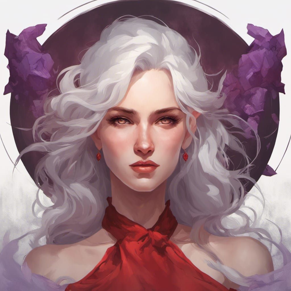 Cruel White-Haired Princess Portrait, Hyperdetailed Digital ...