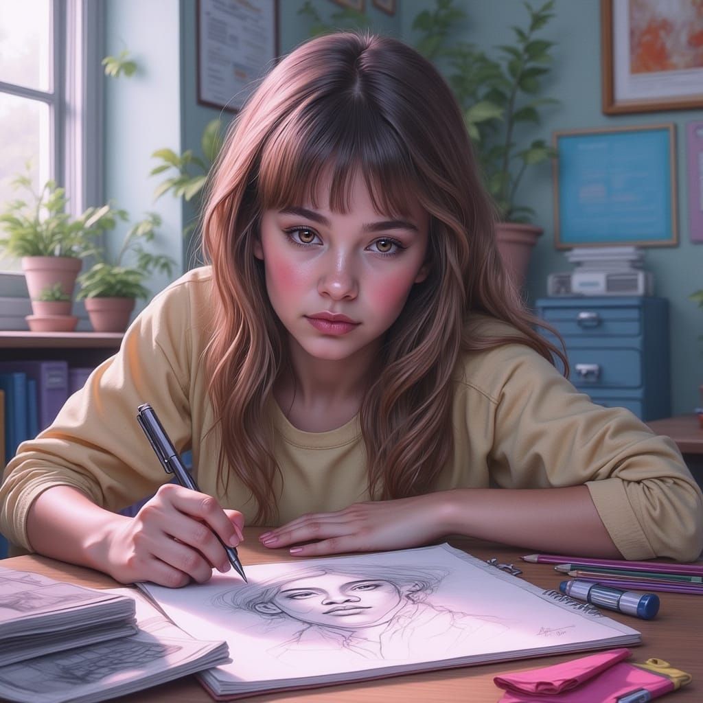 Student's Sketch Comes Alive in 80s Pop Art Style