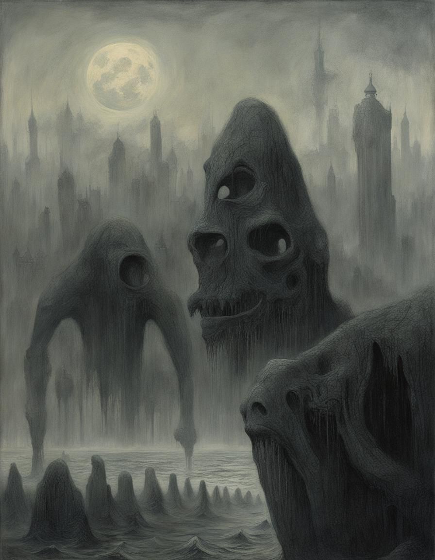 Dark Fantasy Film Noir Image Inspired by Beksinski