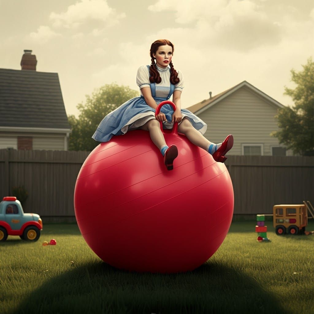 Dorothy Gale Bouncing on Giant Red Ball