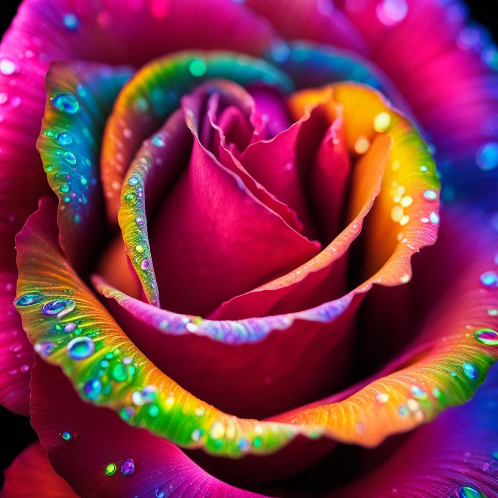 Glowing Rose Microphotograph with Dichroic Galaxy Effects