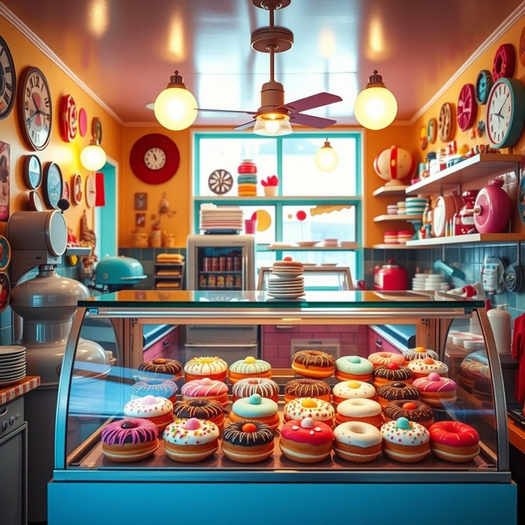 Retro Donut Shop with Whimsical Flair