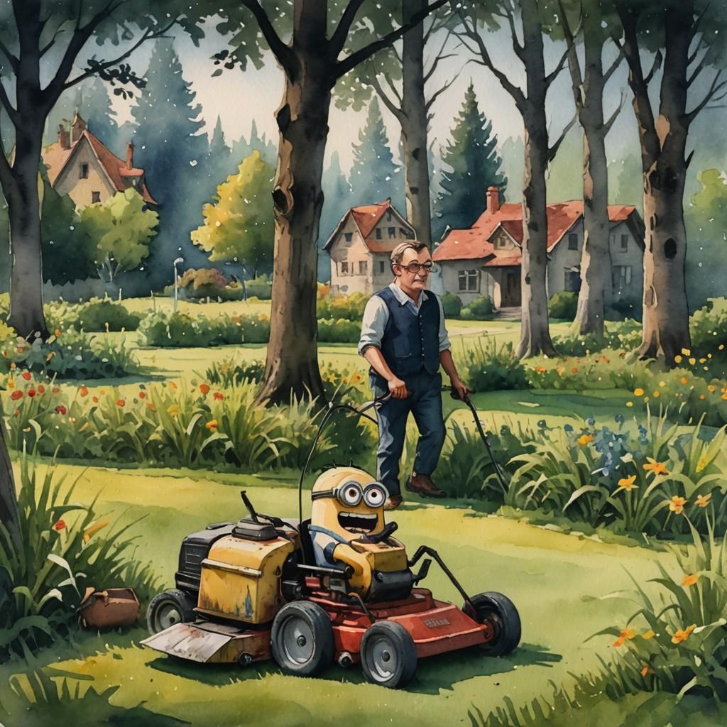 Minion Mowing Lawn in Transylvania Style