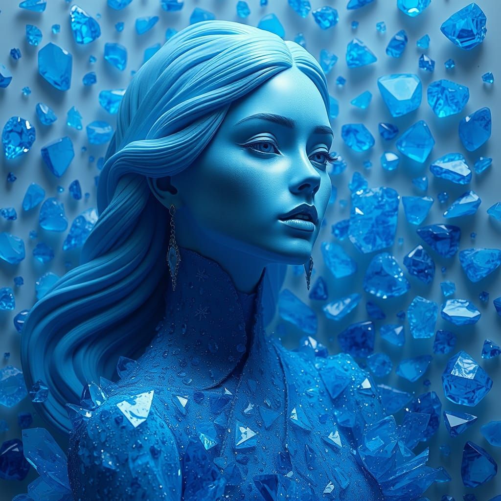 Sapphire Girl Sculpture in Futuristic Style