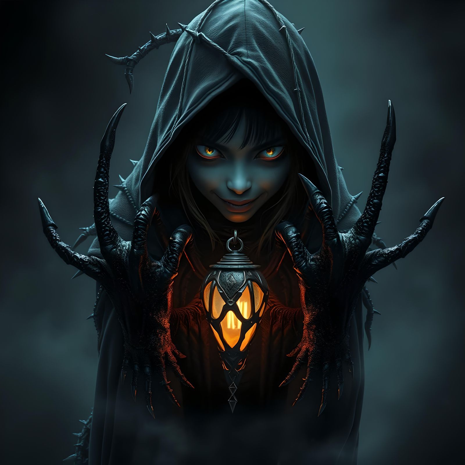 Dark Fantasy Creature Emerges from Mists