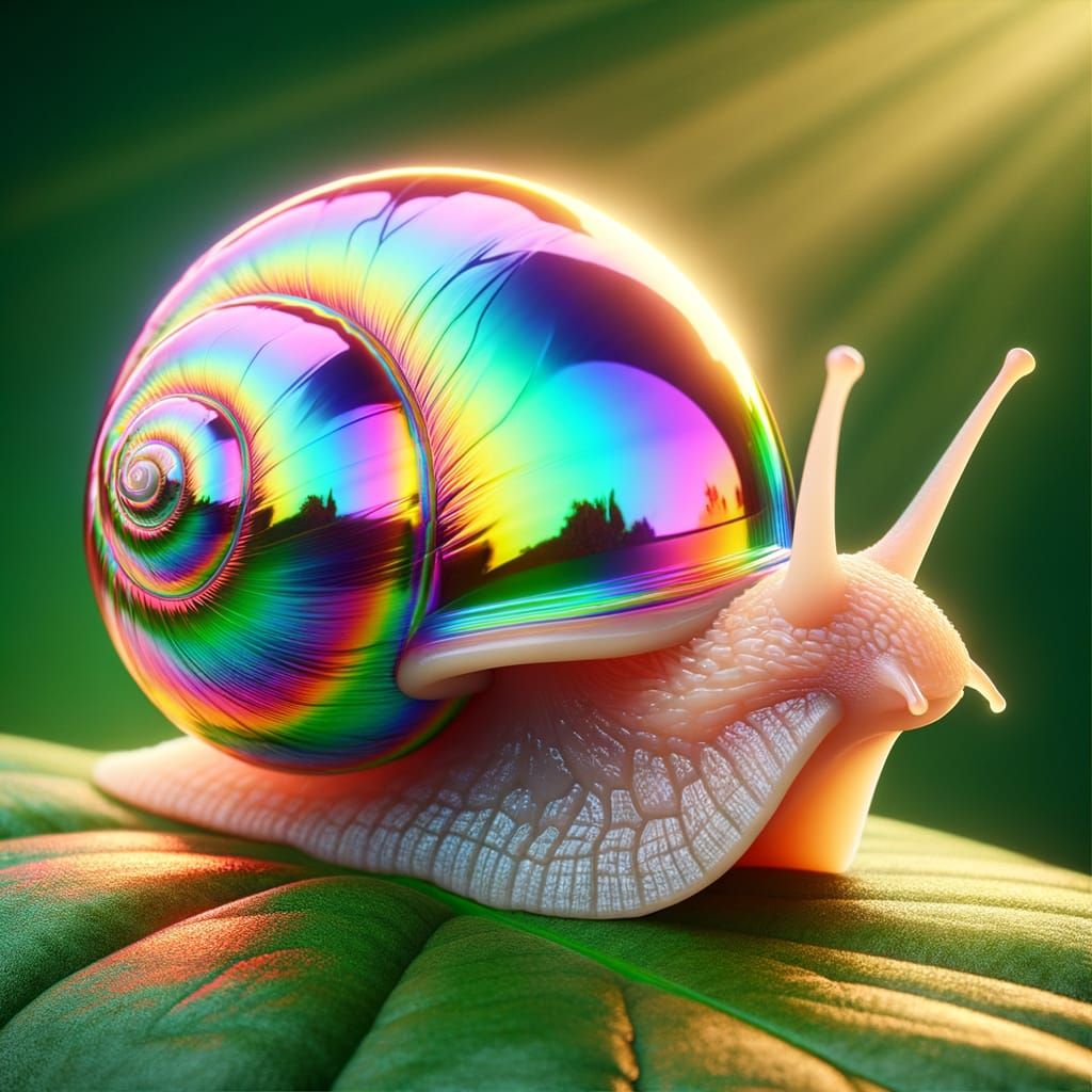 Rainbow Snail Shell Refracts Light