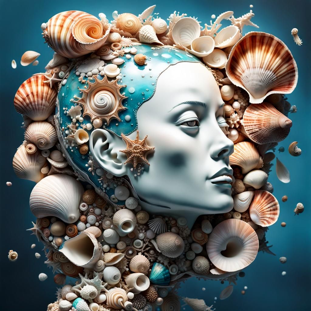 Seashell Woman Anatomy: a Hyperrealistic Surreal Portrait