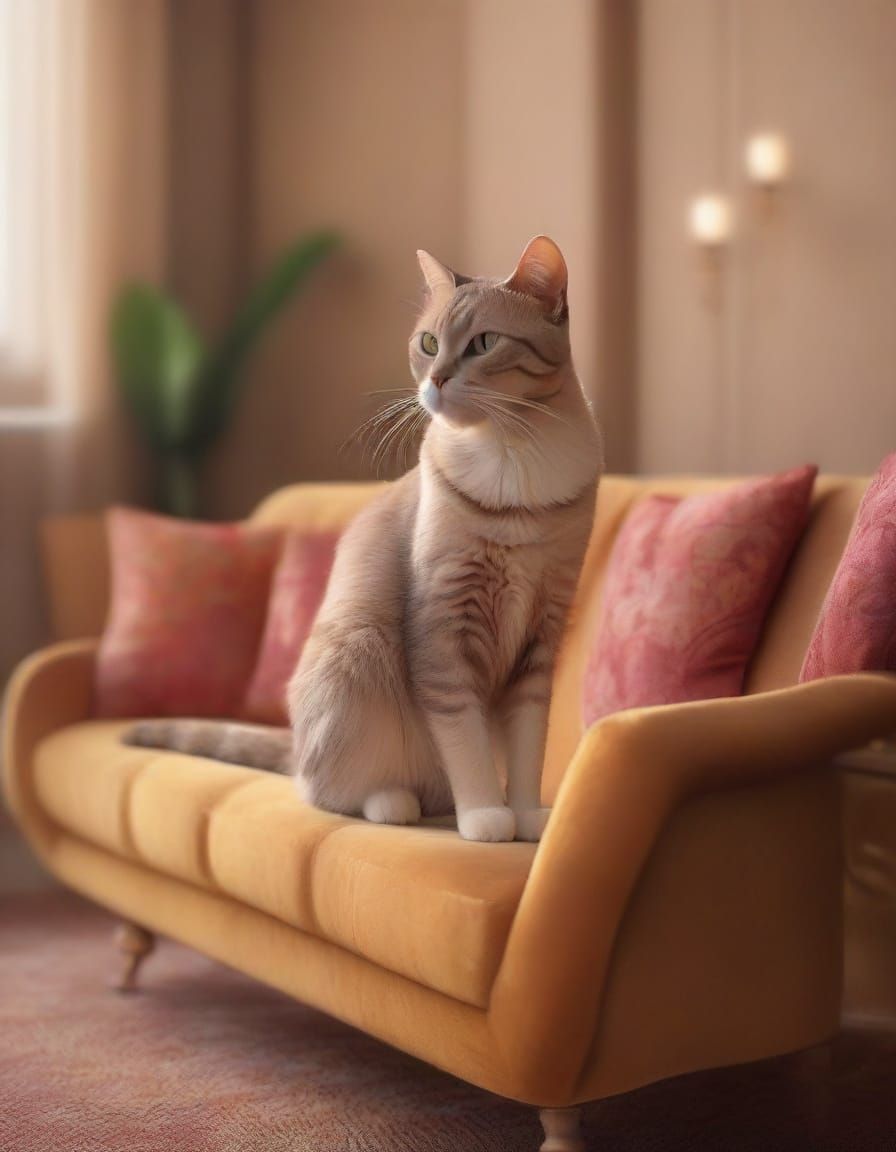 Cat sitting on a sofa
