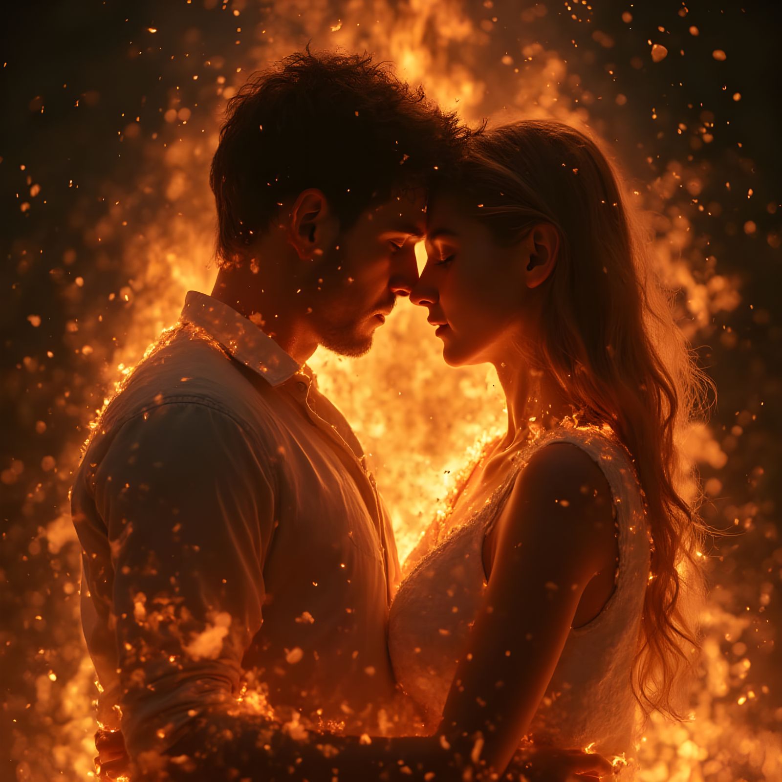 Fiery Embrace in a Blaze of Passion