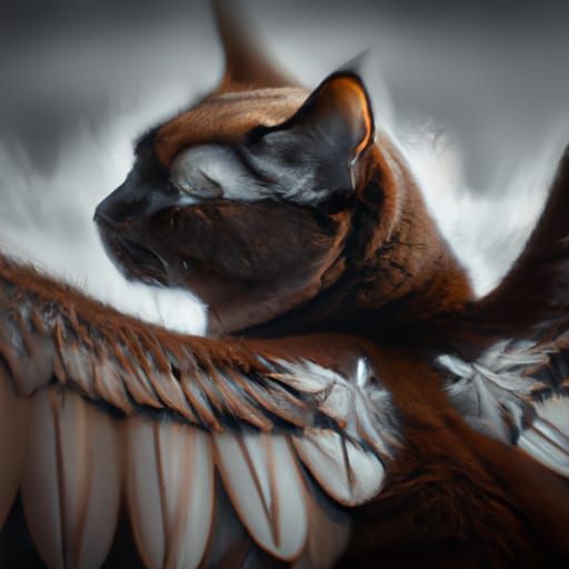 Hyperrealistic Tressym with Bird Wings