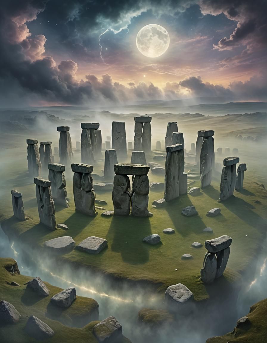 Stonehenge in Ethereal Mist: Fantasy Concept Art