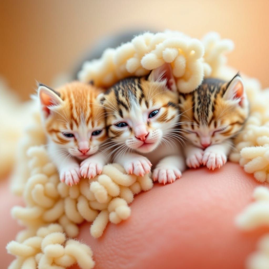 Tiny Kittens Play in Cozy, Colorful Digital Watercolor