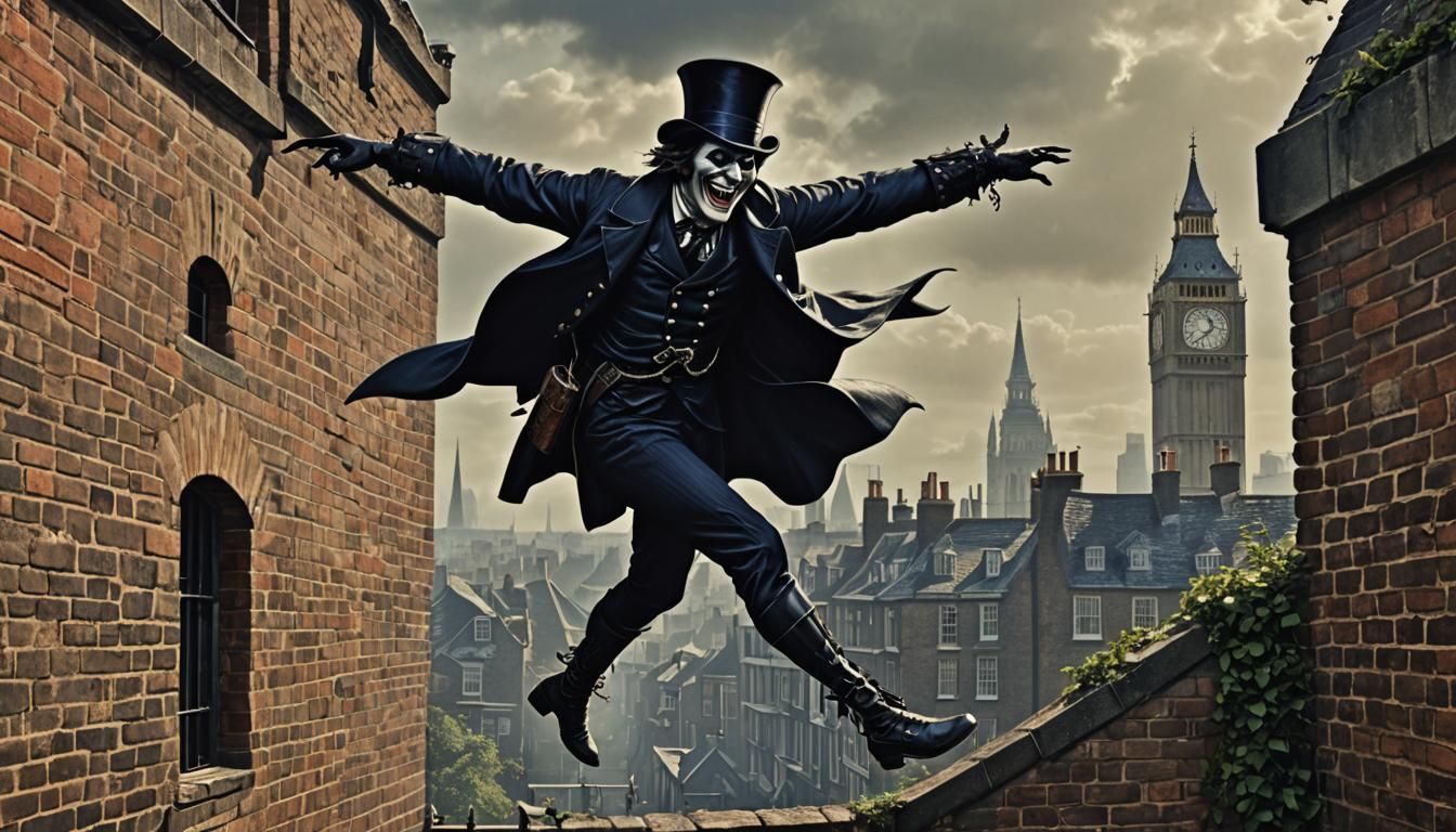 Spring-Heeled Jack Leaps Over London Wall