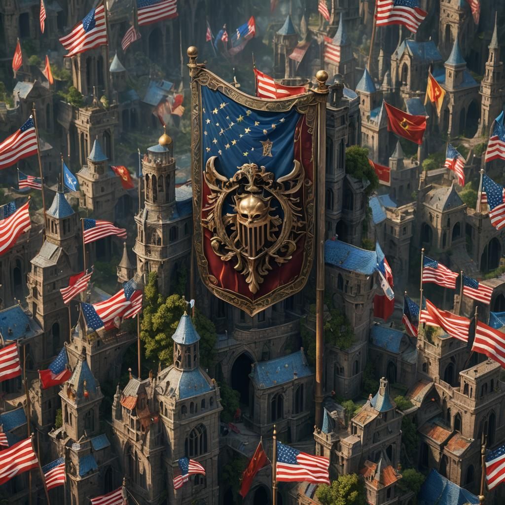 Detailed Flag Matte Painting in Deep Color