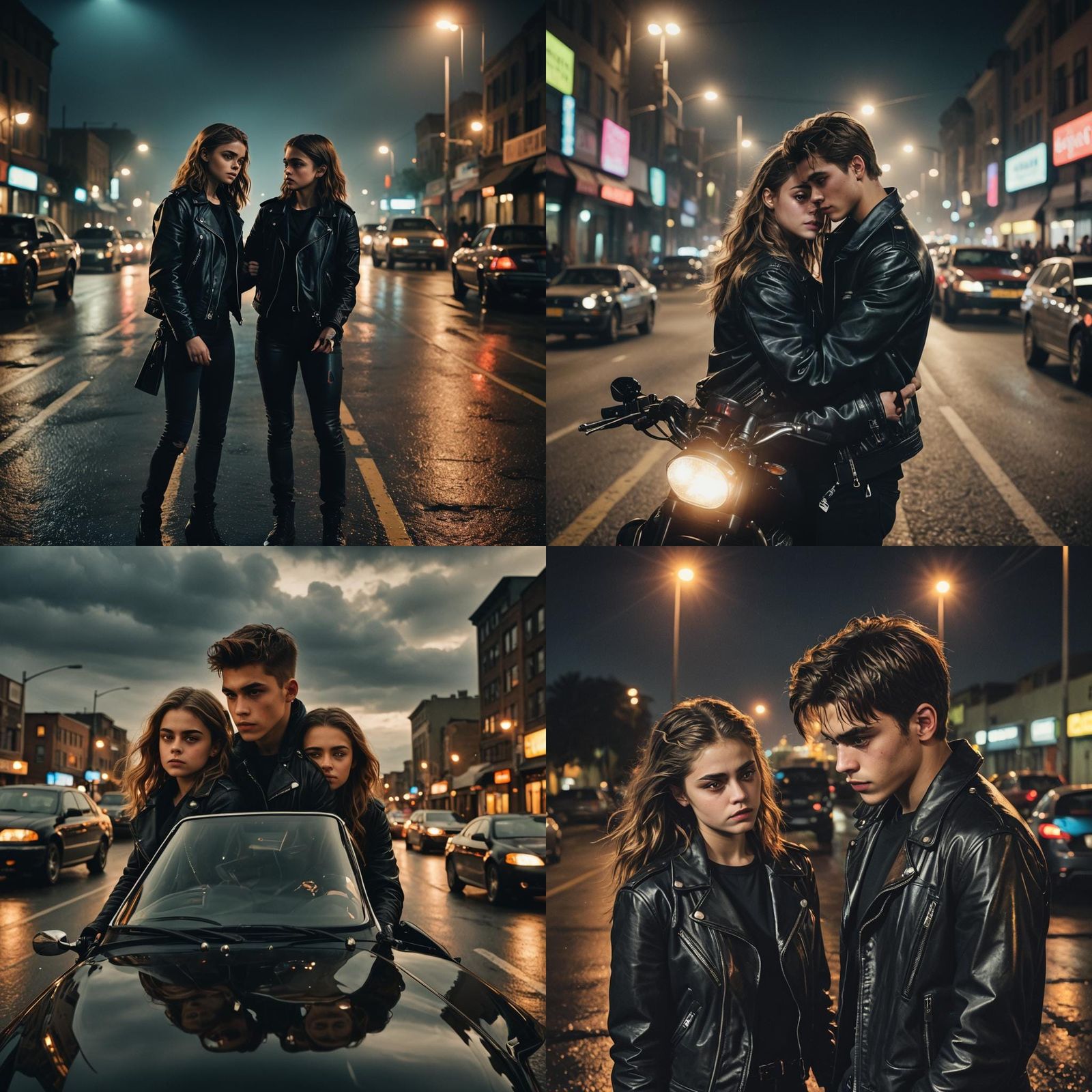 Romantic Film Still of Couple at Car Race