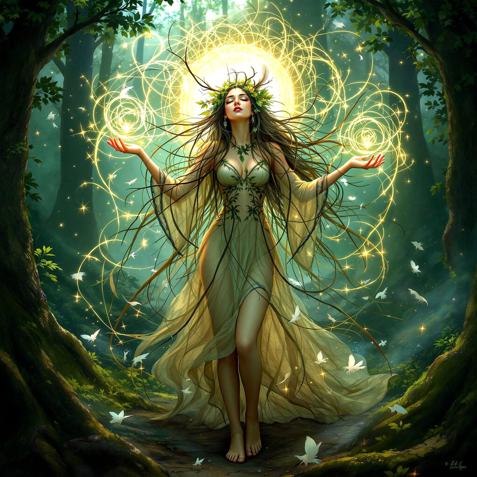 Mystical Nature Witch in Ethereal Light