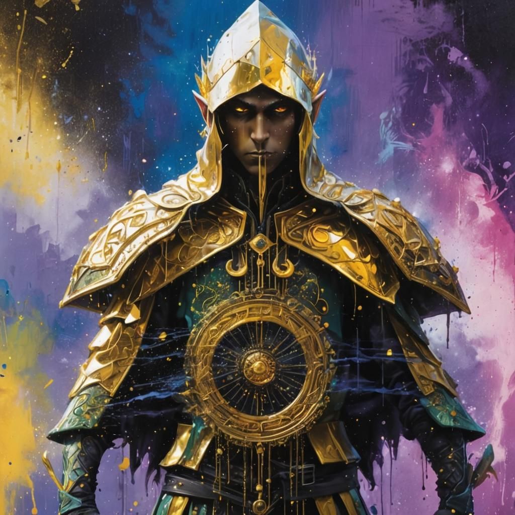 High Fantasy Elf in Graffiti Street Art Style