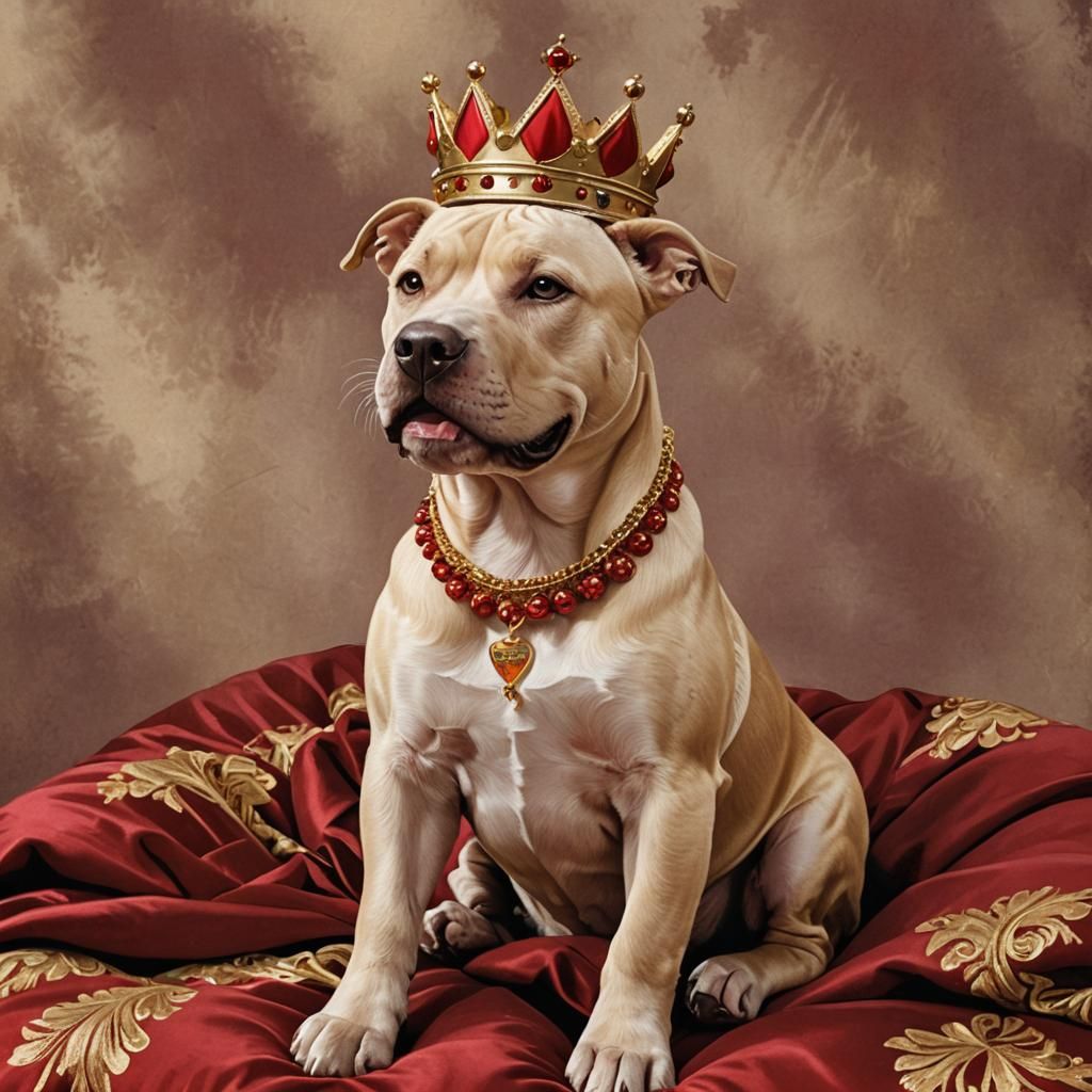 Adorable Blonde Pitbull Queen Concept Art