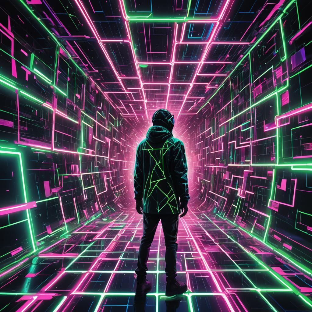 Create a surreal, hyper-detailed scene of a "Virtual Voidsca...