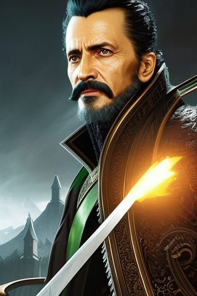 Ra's Al Ghul as Rogue Bard: Photorealistic Portrait