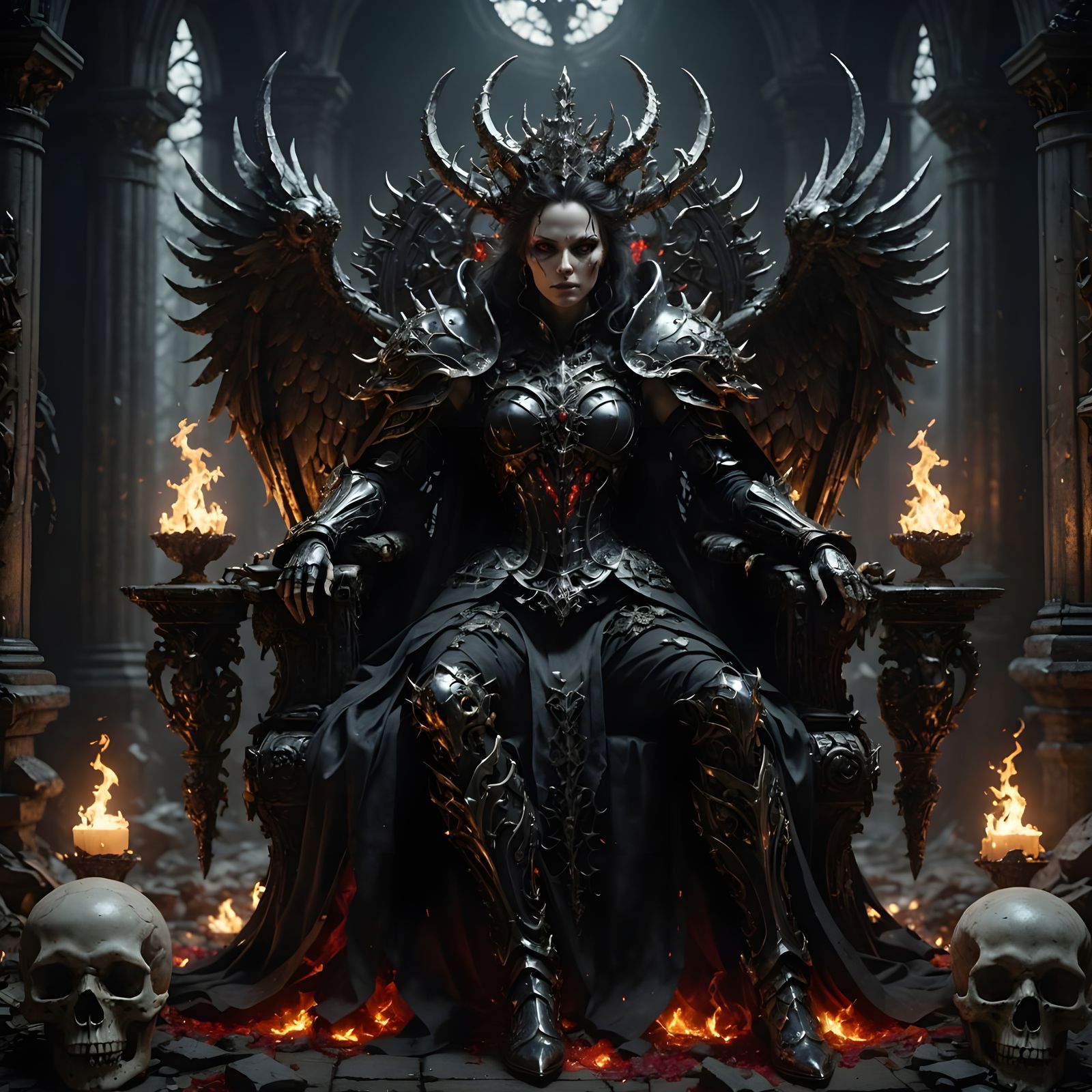 Decay Deity on Skull Throne in Baroque Style