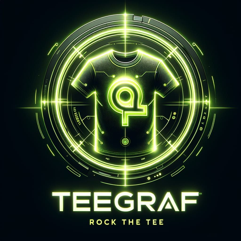 Futuristic Neon T-Shirt Emblem in Cyberpunk Style