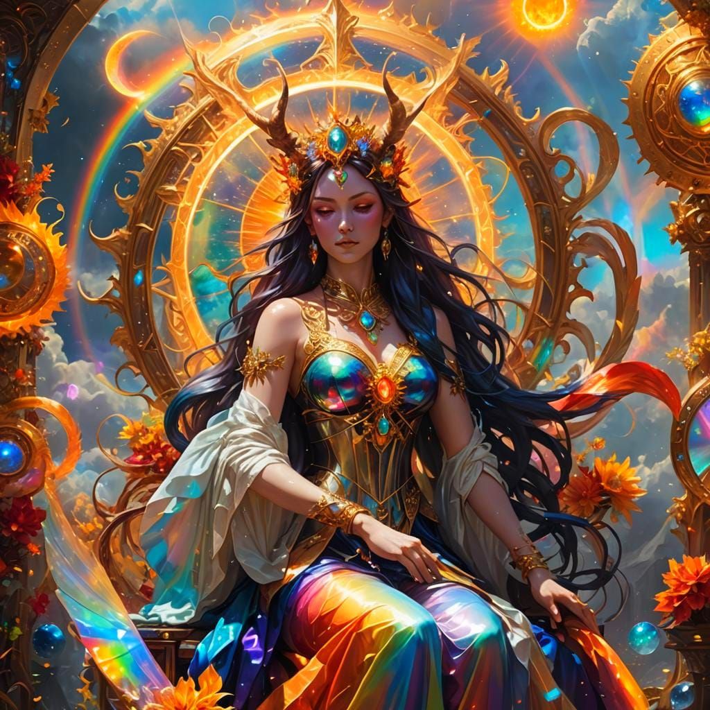 Celestial Goddess with Prismatic Light and Throne