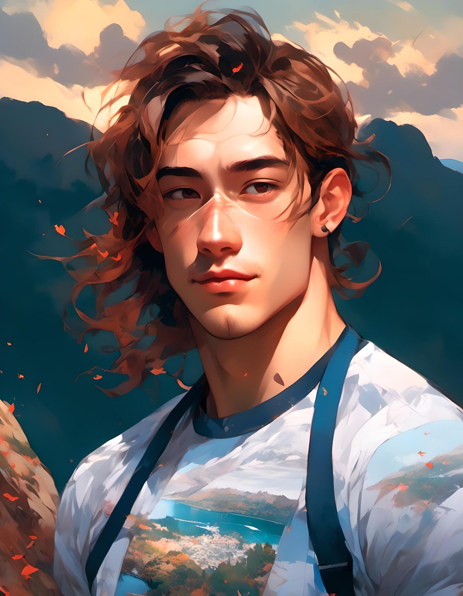 Jock Silhouette on Cliff at Sunset