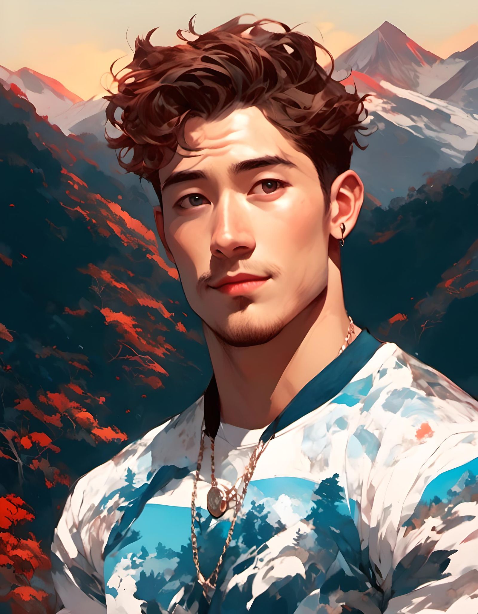 Handsome Jock at Sunset Cliffside View