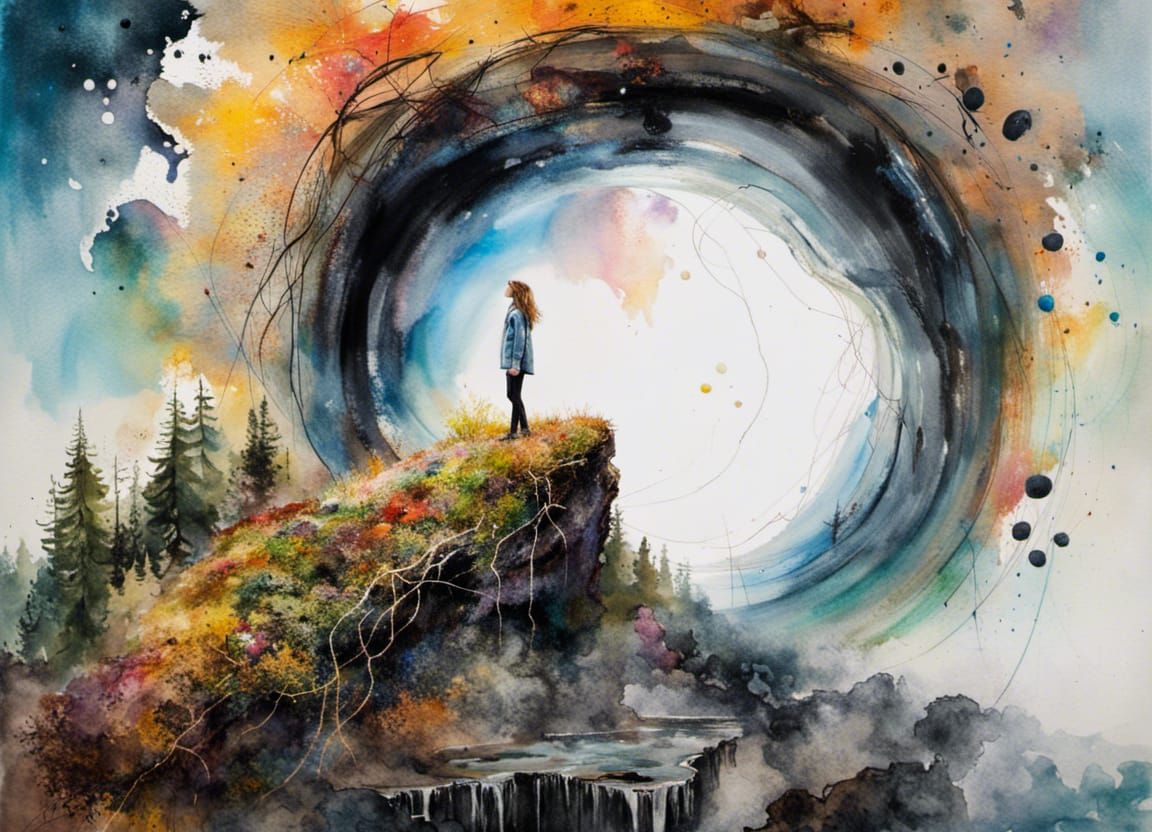 Black Hole Donut Discovery in Watercolor Style