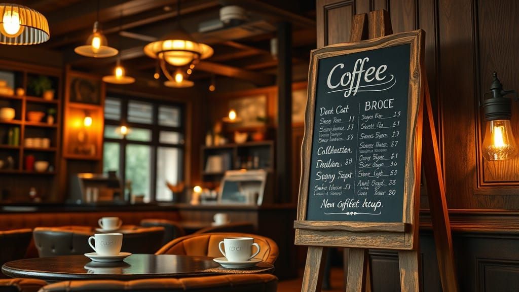 Cozy Coffee Shop in Warm, Golden Lighting