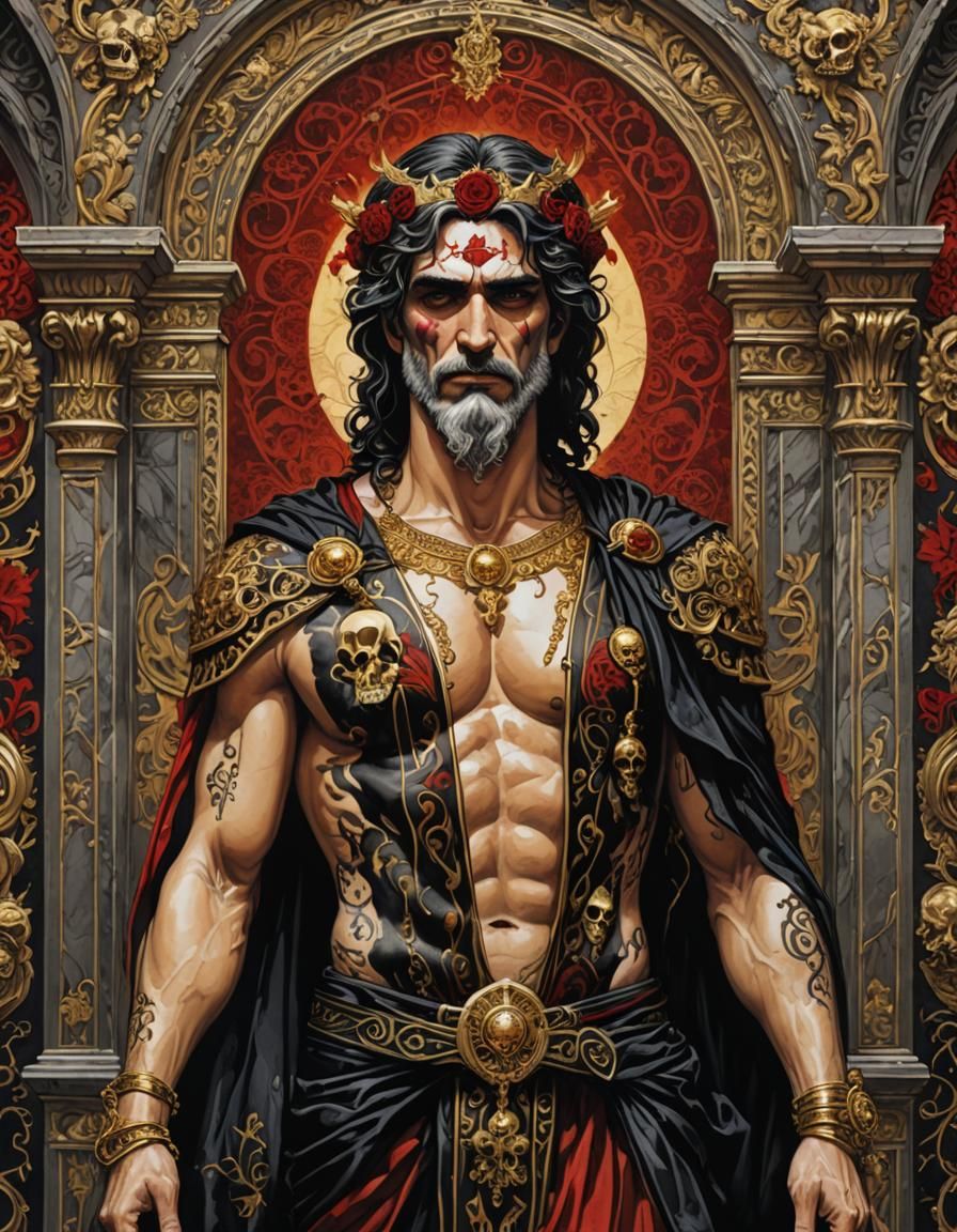 Emo Gothic Zeus Portrait in 24K Resolution