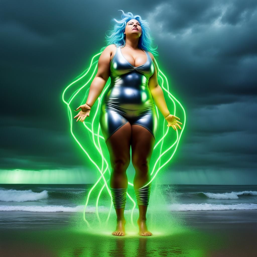 Drenched Super Saiyan in Stormy Graffiti Art