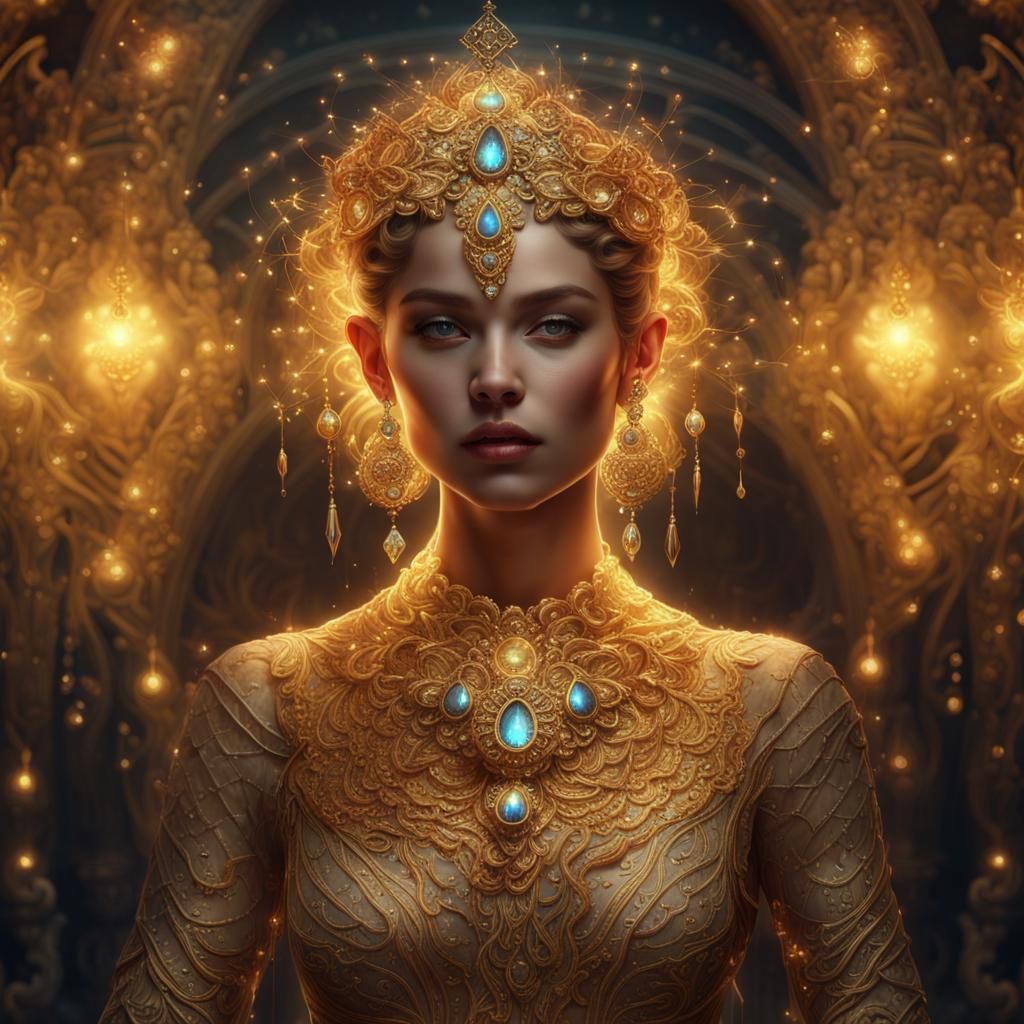 Ethereal Glow: Celestial Beauty in Detailed Matte Painting
